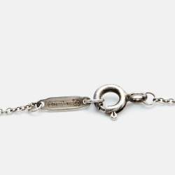 Pre Owned Tiffany & Co. Return To Tiffany Blue Enamel Double Heart Tag Sterling Silver Pendant Necklace