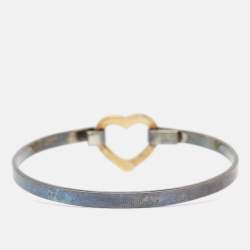 Pre Owned Tiffany & Co. Heart 18k Yellow Gold Sterling Silver Bracelet