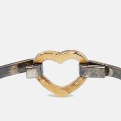 Pre Owned Tiffany & Co. Heart 18k Yellow Gold Sterling Silver Bracelet