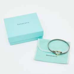 Pre Owned Tiffany & Co. Heart 18k Yellow Gold Sterling Silver Bracelet