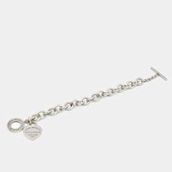 Pre Owned Tiffany & Co. Return To Tiffany Heart Tag Sterling Silver Toggle Bracelet