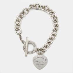 Pre Owned Tiffany & Co. Return To Tiffany Heart Tag Sterling Silver Toggle Bracelet