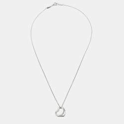 Pre Owned Tiffany & Co. Elsa Peretti Open Heart Sterling Silver Pendant Necklace