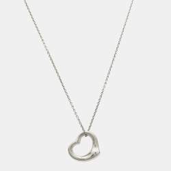 Pre Owned Tiffany & Co. Elsa Peretti Open Heart Sterling Silver Pendant Necklace