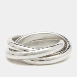 Pre Owned Tiffany & Co. Trio Band Sterling Silver Ring Size 49