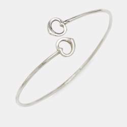 Pre Owned Tiffany & Co. Elsa Peretti Double Open Heart Sterling Silver Bracelet