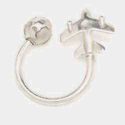 Pre Owned Tiffany & Co. Airplane Globe Sterling Silver Key Ring