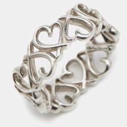Pre Owned Tiffany & Co. Paloma Picasso Loving Heart Sterling Silver Band Ring