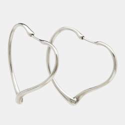 Tiffany & Co. Open Heart Sterling Silver Hoop Earrings