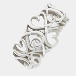 Pre Owned Tiffany & Co. Paloma Picasso Loving Heart Sterling Silver Band Ring Size 52