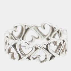 Pre Owned Tiffany & Co. Paloma Picasso Loving Heart Sterling Silver Band Ring Size 52