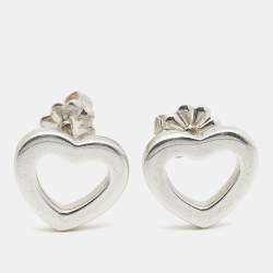 Tiffany & Co. Open Heart Silver Stud Earrings