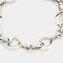 Pre Owned Tiffany & Co. Stencil Heart Sterling Silver Oval Link Bracelet