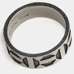 Pre Owned Tiffany & Co. Paloma Picasso Zellige Sterling Silver Band Ring Size 59