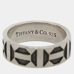 Pre Owned Tiffany & Co. Paloma Picasso Zellige Sterling Silver Band Ring Size 59