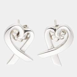 Pre Owned Tiffany & Co. Paloma Picasso Loving Heart Sterling Silver Stud Earring