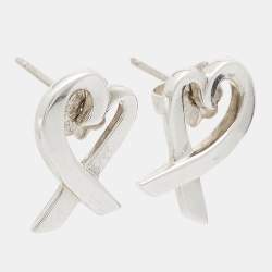 Pre Owned Tiffany & Co. Paloma Picasso Loving Heart Sterling Silver Stud Earring