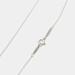 Pre Owned Tiffany & Co. Elsa Peretti Open Heart Pink Sapphire Sterling Silver Necklace