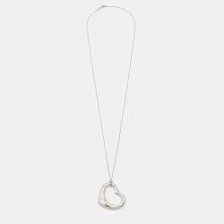 Tiffany & Co. Elsa Peretti Open Heart Sterling Silver Large Model Necklace