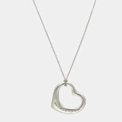 Tiffany & Co. Elsa Peretti Open Heart Sterling Silver Large Model Necklace