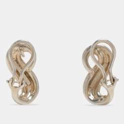 Pre Owned Tiffany & Co. Sterling Silver Infinity Figure 8 Leverback Earrings