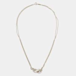 Pre Owned Tiffany & Co. Infinity Double Strand Sterling Silver Necklace