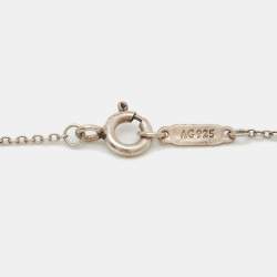Tiffany & Co. Return to Tiffany Mini Double Heart Tag Pendant Blue Enamel Sterling Silver Chain Necklace