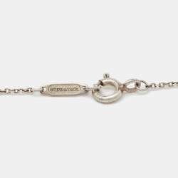 Pre Owned Tiffany & Co. Return to Tiffany Blue Enamel Double Heart Tag Sterling Silver Necklace