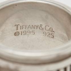 Pre Owned Tiffany & Co. Atlas Sterling Silver Wide Band Ring Size 51