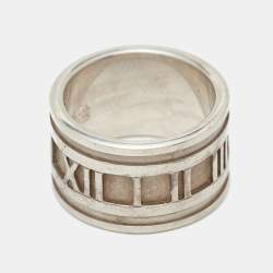 Pre Owned Tiffany & Co. Atlas Sterling Silver Wide Band Ring Size 51