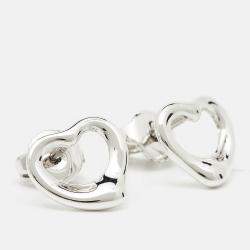 Pre Owned Tiffany & Co. Elsa Peretti Open Heart Sterling Silver Earrings