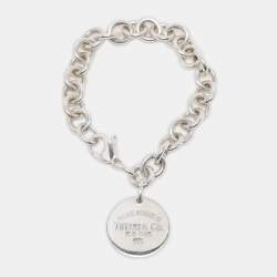 Pre Owned Tiffany & Co. Return to Tiffany Sterling Silver Round Tag Charm Bracelet