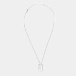 Pre Owned Tiffany & Co. Silver Atlas Tag Pendant Necklace