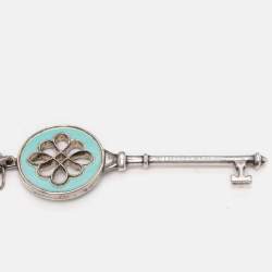 Tiffany & Co. Knot Key Enamel Silver Pendant Oval Chain Link Necklace 