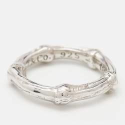 مملوكة مسبقًا Tiffany & Co. Bamboo Sterling Silver Band Ring Size 52