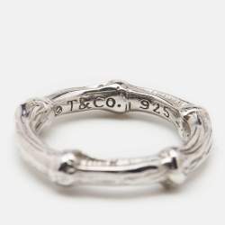 مملوكة مسبقًا Tiffany & Co. Bamboo Sterling Silver Band Ring Size 52