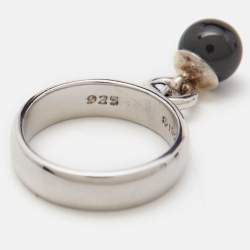 Pre Owned Tiffany & Co. Door Knocker Onyx Sterling Silver Ring Size 56