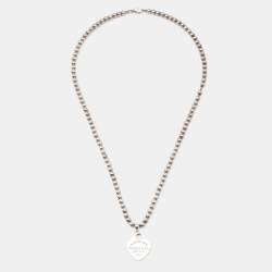 Pre Owned Tiffany & Co. Return to Tiffany Beads Sterling Silver Heart Tag Necklace