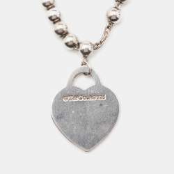 Pre Owned Tiffany & Co. Return to Tiffany Beads Sterling Silver Heart Tag Necklace