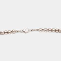 Pre Owned Tiffany & Co. Return to Tiffany Beads Sterling Silver Heart Tag Necklace