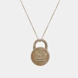Pre Owned Tiffany & Co. 1837 Silver 925 Round Padlock Pendant Necklace