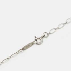Pre Owned Tiffany & Co. Trefoil Key Silver 925 Pendant Oval Link Chain Necklace