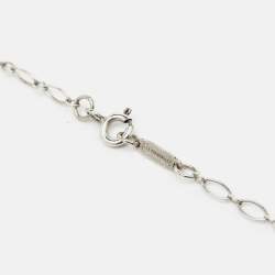 Pre Owned Tiffany & Co. Trefoil Key Silver 925 Pendant Oval Link Chain Necklace