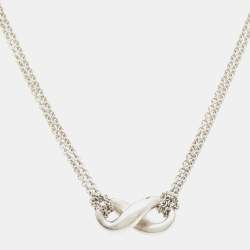Pre Owned Tiffany & Co. Infinity Double Strand Sterling Silver Necklace