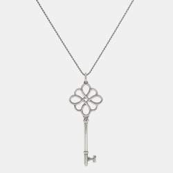 Pre Owned Tiffany & Co. Tiffany Key Knot Motif Sterling Silver Pendant Necklace