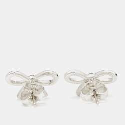 Pre Owned Tiffany & Co. Bow Sterling Silver Pendant Necklace And Earrings