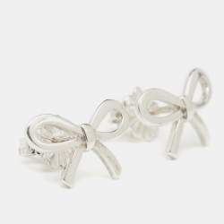 Pre Owned Tiffany & Co. Bow Sterling Silver Pendant Necklace And Earrings