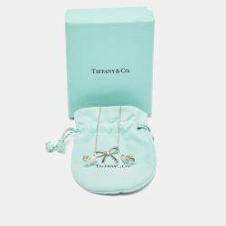 Pre Owned Tiffany & Co. Bow Sterling Silver Pendant Necklace And Earrings