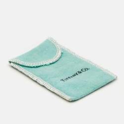 Pre Owned Tiffany & Co. Heart Key Blue Enamel Sterling Silver Pendant Necklace