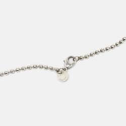 Pre Owned Tiffany & Co. Return To Tiffany Oval Tag Silver Beaded Chain Necklace